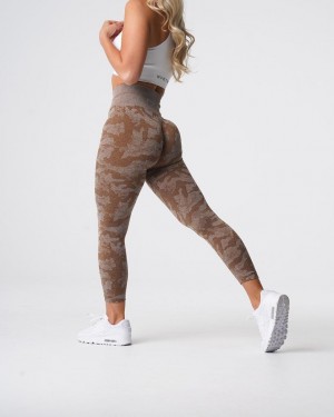 NVGTN Camo Seamless Leggings Dam Beige | SE645XY