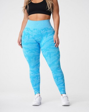 NVGTN Camo Seamless Leggings Dam Blå | SE515XY