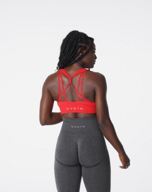 NVGTN Galaxy Räfflad Seamless Sport Bh Dam Mörkröda | SE216IL