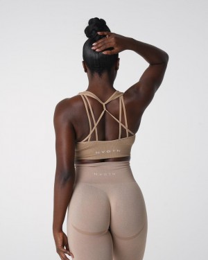 NVGTN Galaxy Räfflad Seamless Sport Bh Dam Beige | SE294IL