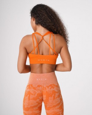NVGTN Galaxy Räfflad Seamless Sport Bh Dam Orange | SE398IL