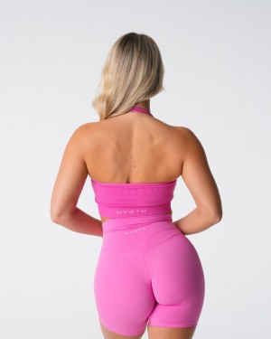 NVGTN Limitless Räfflad Seamless Halter Sport Bh Dam Rosa | SE661AH